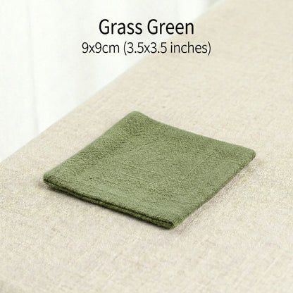 Wabi-Sabi Fabric Coasters - Absorbent Cotton Linen Tea Cup Mats for Home & Office