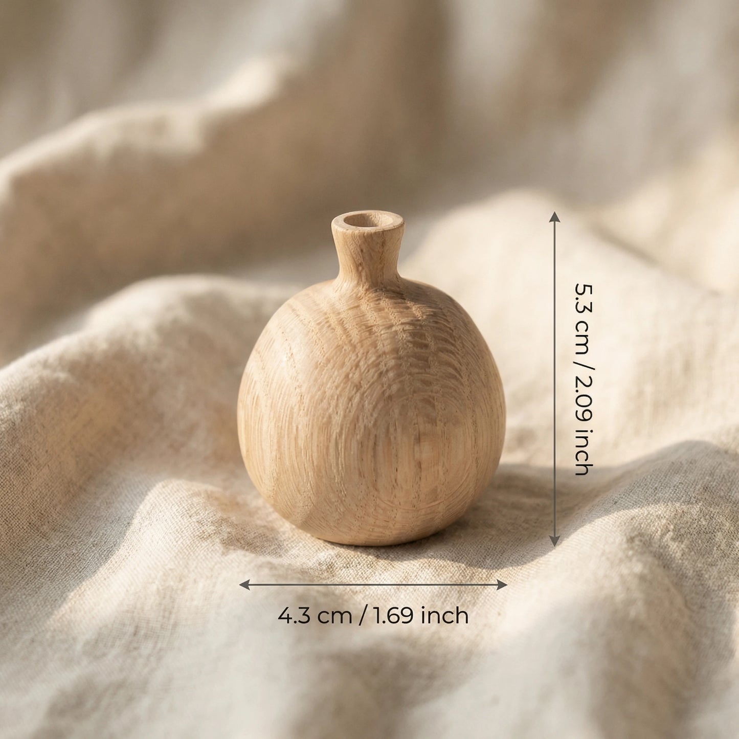 White Oak Mini Zen Vase - Wabi-Sabi Style Desktop Bud Vase