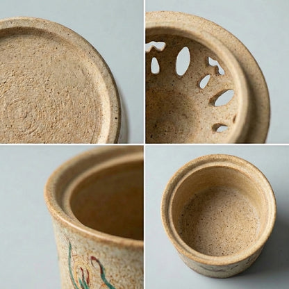 Wabi-Sabi Style Rustic Stoneware Incense Burner - Zen Meditation Aroma Bowl